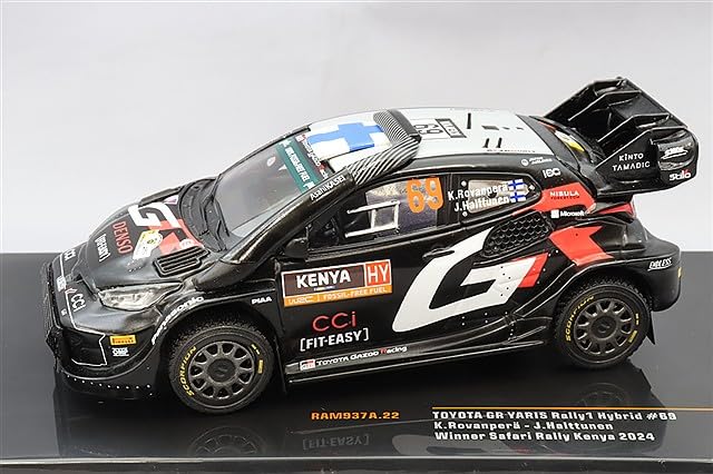IXO Scale Toyota GR Yaris Rally1 Hybrid 2024 Победитель Ралли Сафари Кения Халттунен 1/43 #69 K. Рованпера/Й.