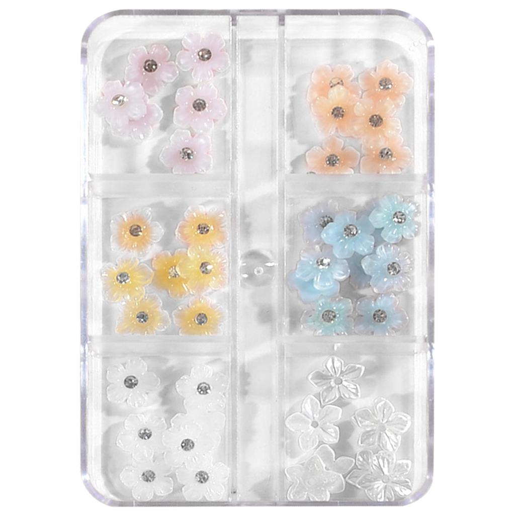 1Box 3D Flower Nails Charm Rhinestones Crafts Nails Art Accessories Resin Nails Decoration for Nails Enthusiasts
