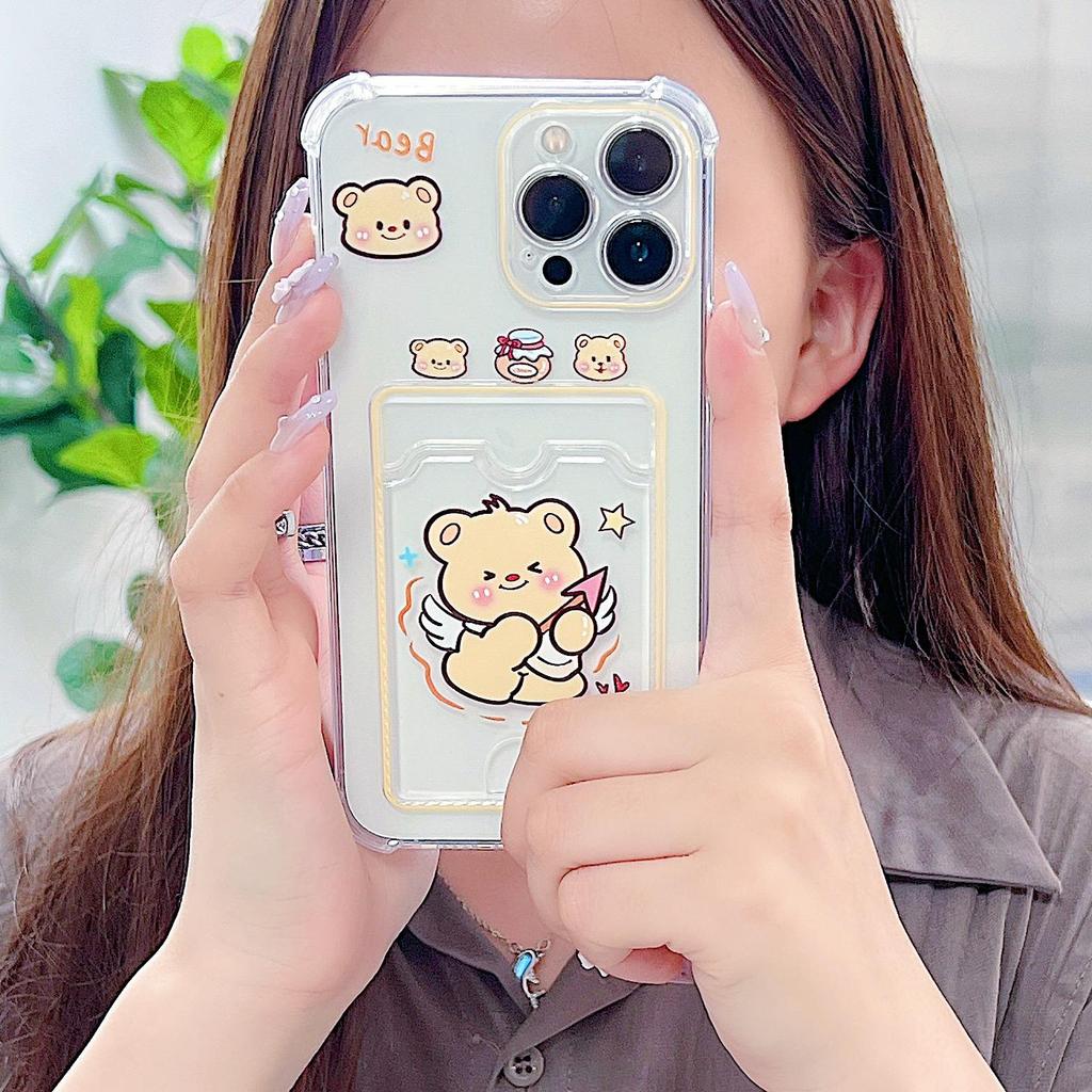 Силиконовый чехол-карман для карт для Tecno Spark 10 Oppo A78 A58 A38 Samsung A54 A24 A14 Xiaomi Redmi Note 13 14 Прозрачный бампер для телефона