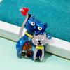 Blucome Acetic Acid Plate Acrylic Brooch Cute Cartoon Two Cats Brooch for Woman Man Suit Bag Hijab Pins Gifts