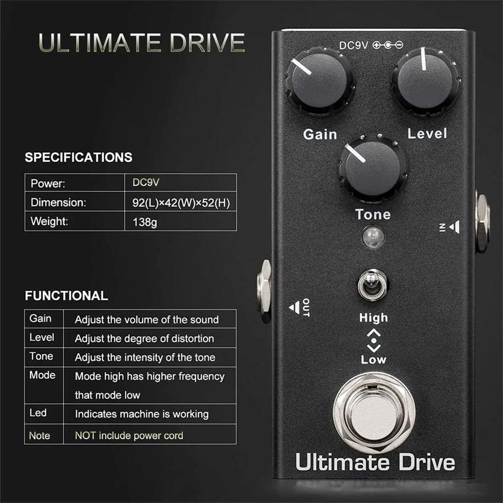 Педаль эффектов для электрогитары Vintage Overdrive Distortion Chorus Delay Tremolo