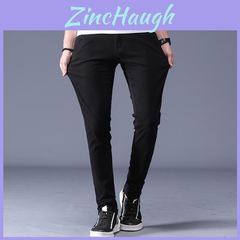 Casual Mens Stretch Cotton Slim Fit Pants For Summer Daily Wear