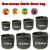 Vegetable/Flower/Plant Grow Bags 1/2/3/5/7/10/12Gallons Thickened Non-Woven Grow Bags Aeration Fabric Pots with Handles