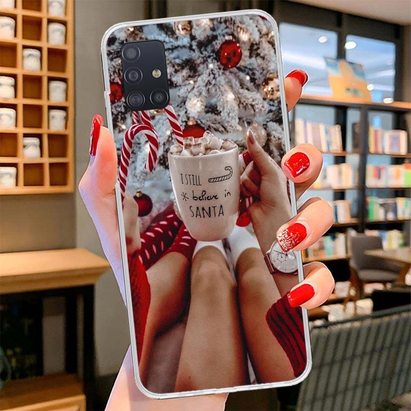 Winter Coffee Christmas Cover Phone Case For Samsung Galaxy A12 A22 A32 A52 A72 A02S Phone Case Note 20 Ultra 10 S10 Plus A51 A7
