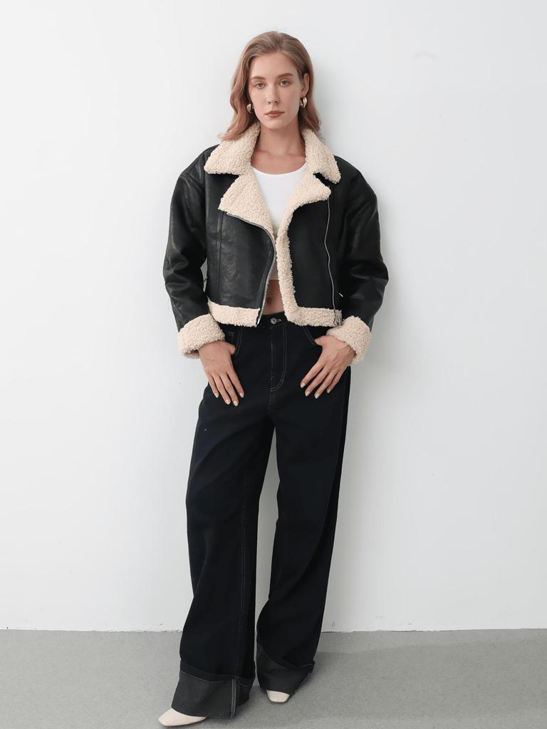 Женская кожаная куртка-пальто из цельного меха в европейском и американском стиле - Универсальная новая мода