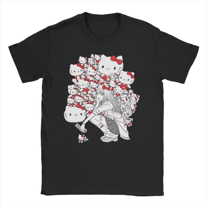 Junji-Itos Tomie X Hello Kitty Merch Unisex T Shirt Cotton Tee Graphic Printing Horror Tops T-shirt Oversized Y2k Men Women TEES
