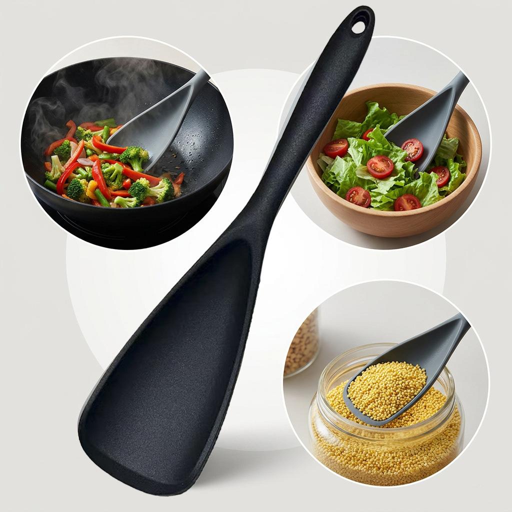 Силиконовая лопатка-уточка, термостойкая, цельная, для готовки, перевернуть на антипригарной сковороде, многоцелевая, ложка для перемешивания соусов