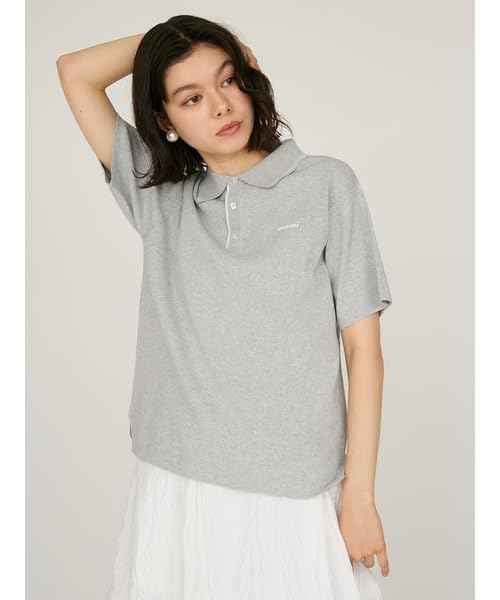 Топ поло вязаный с логотипом Emi, размер свободный, 13WNT254051, Женский, LGRY,
