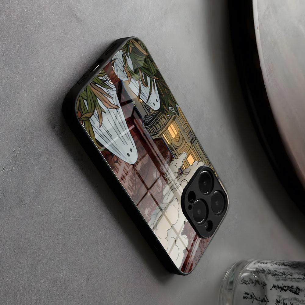 Счастливый Страшный Хэллоуин Чехол для Телефона Стекло Для IPhone17 Air 16 15 17 14 Pro Max 13 12 11 X Японская Анимация XS XR Plus Для Samsung