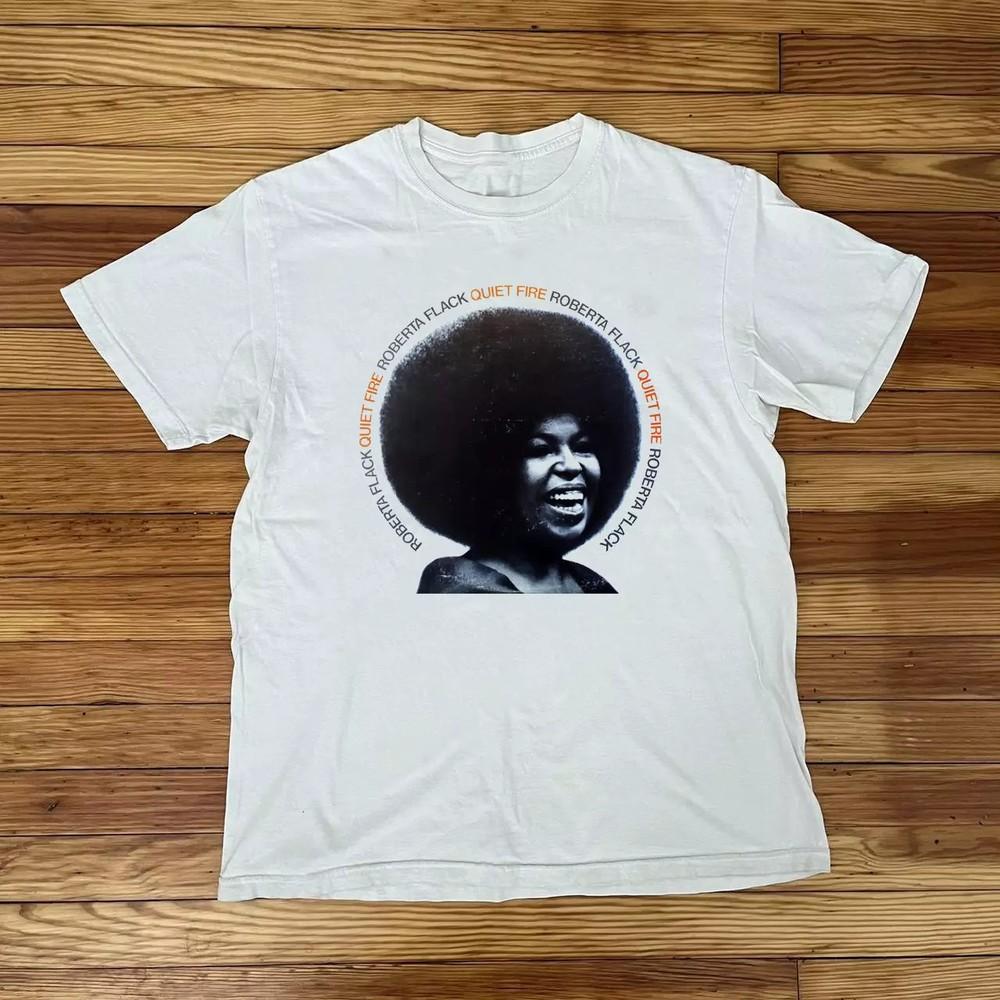 Roberta Flack Quiet Fire Short Sleeve White All Size T-Shirt PP347.webp Unisex T-Shirt