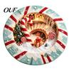 Winter Holiday Floor Covering 3D Optical Illusion Round Christmas Rug, Cute Santa Claus Crystal Velvet Mat, Mat Vivid Printed Circular Carpet