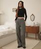LOSSYROW Stripe Washed Cargo Denim Pants Black