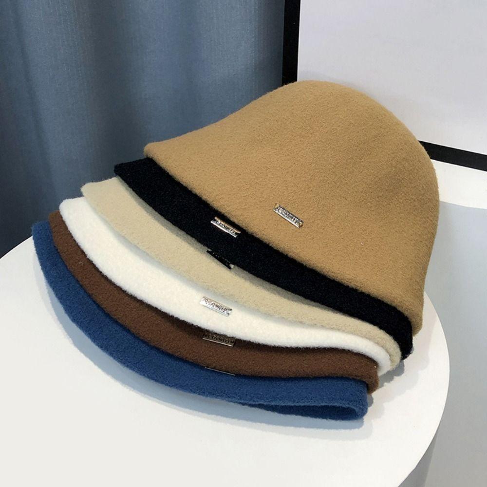 Однотонная шерстяная шляпа-ведро плюшевая шляпа-ведро ретро шляпа рыбака женская