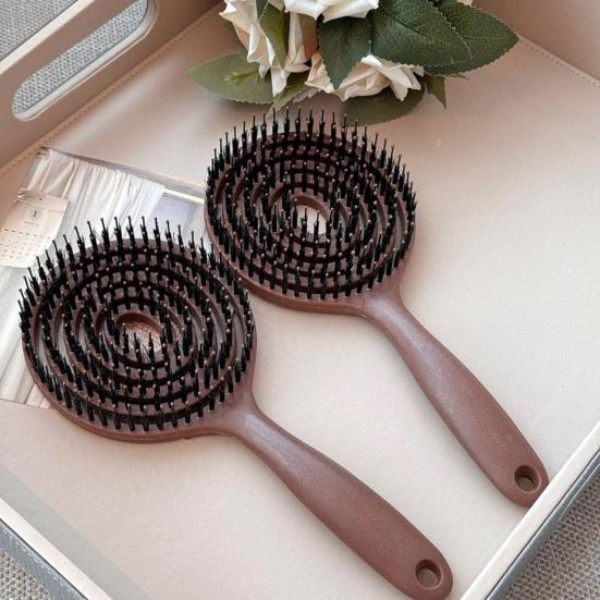 Vented Round Bristle Brush Ergonomic Handle Anti-Static Scalp Massage Brush Men Women Thin Thick Curly Long Hair Quick Drying Voluminous Styling Comb