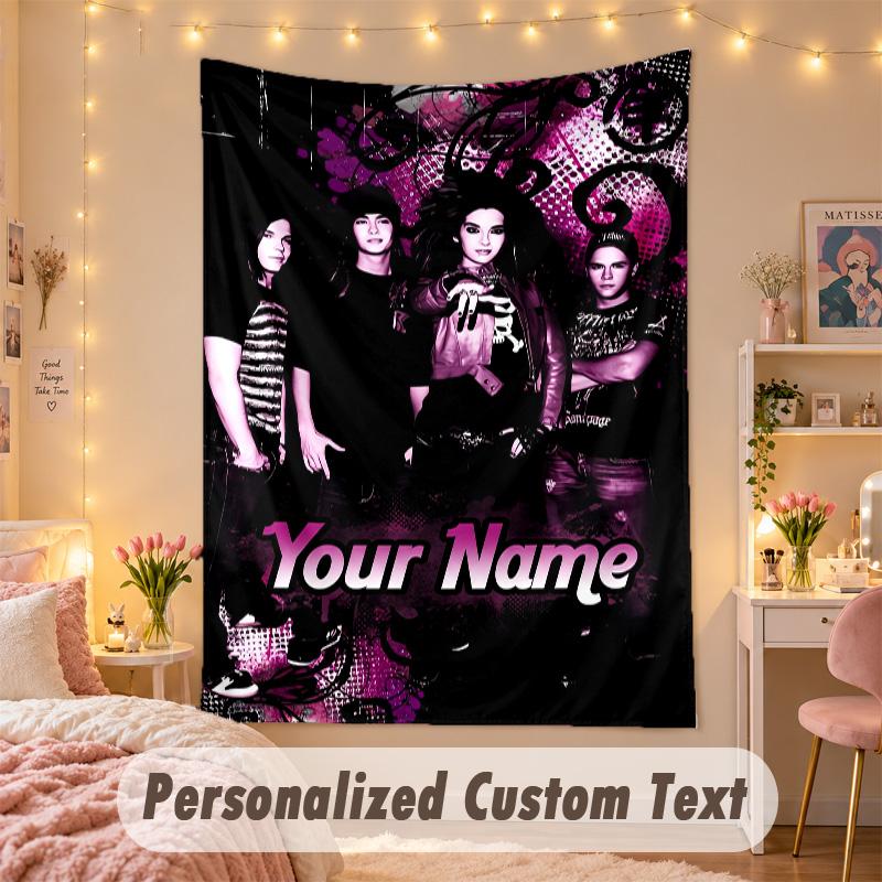 Custom Personalized Tapestry,Tokio Hotel Print Custom Name Text Wall Art Hanging for Bedroom
