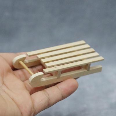 1:12 кукольных домиков, цельное дерево, санки - Аксессуар для рождественской сцены