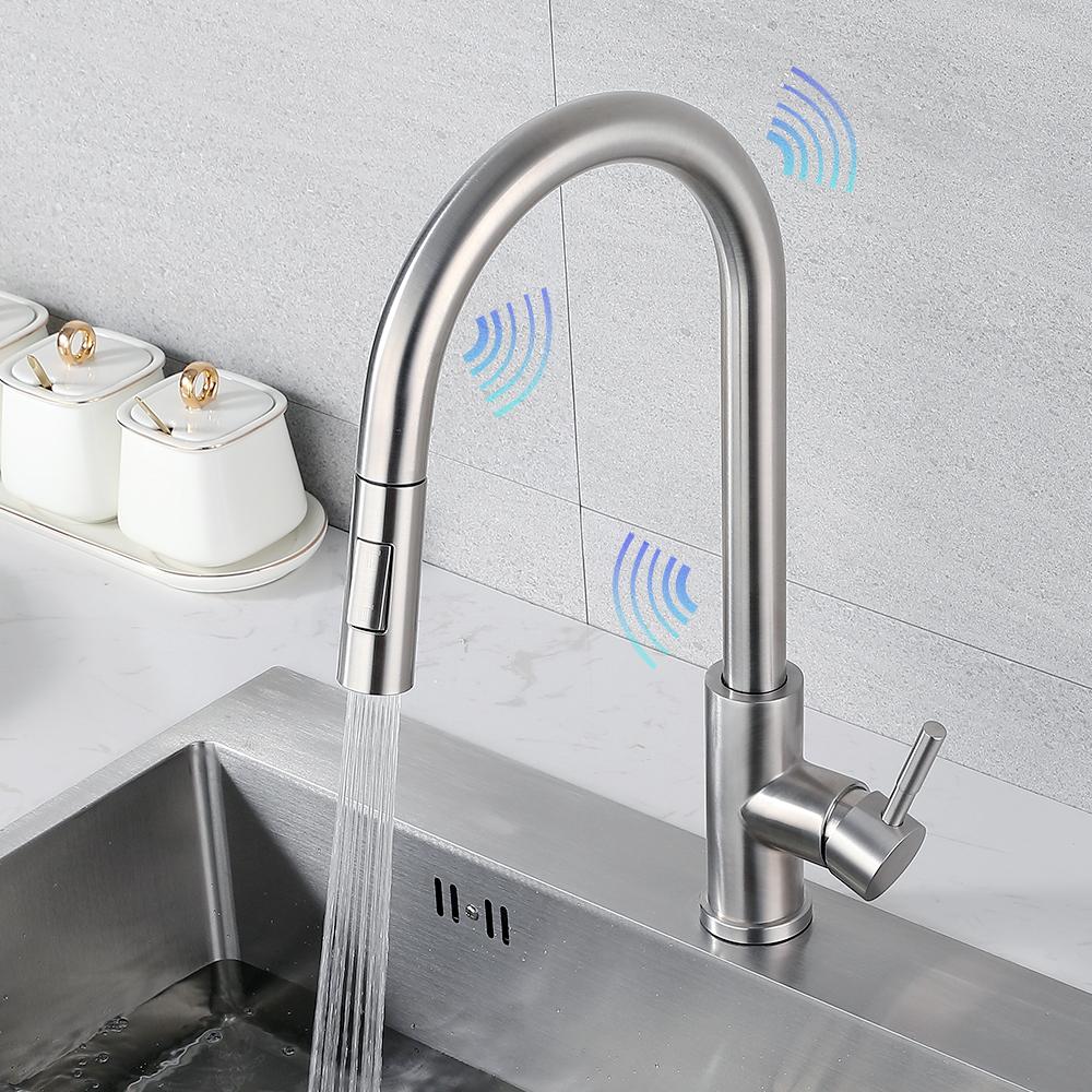 Black Smart Touch Kitchen Faucet Crane For Sensor Kitchen Water Tap Sink Mixer Rotate Touch Faucet Sensor Water Mixer 1015