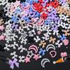 Kawaii Colorful Mixed Resin Rhinestone Nail Art Charms Bowknot Pearls Kit DIY Manicure Decorations Box With Wax Pen Tweezers