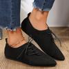 Fashion Pointed Shoes Female Shoes Daily Casual Classics Black Lace-Up Comfortable Flats Women's Flat Shoes 2024 Autumn