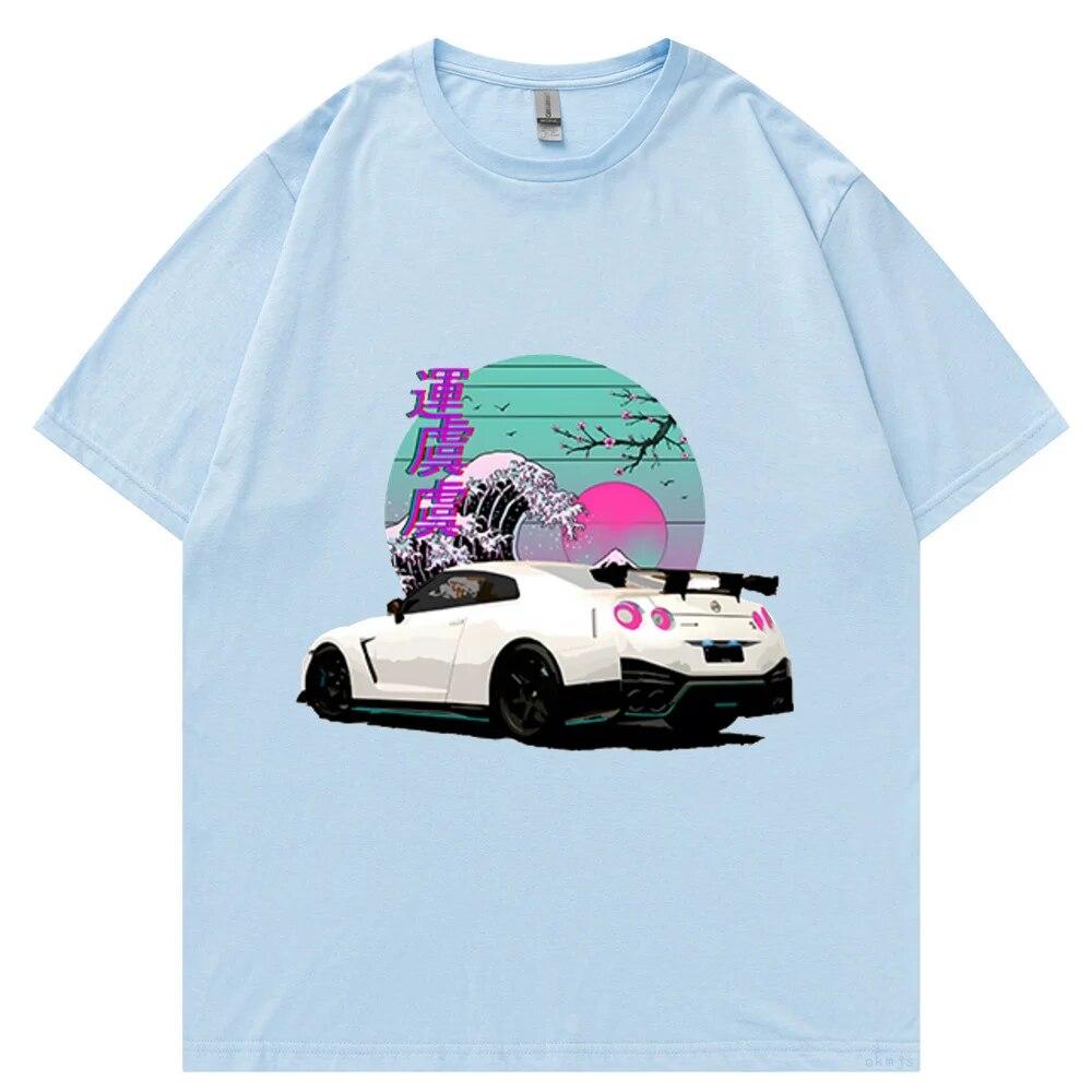 Initial D футболки Oversize футболка унисекс Лето унисекс Хип-хоп Забавный GTR Vaporwave JDM Автомобильный принт Футболка Harajuku Повседневные топы Футболка