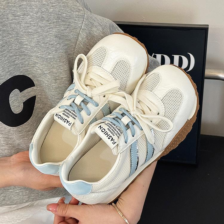 Leather women's little white shoes summer new versatile mesh breathable sports casual shoes color matching board shoes