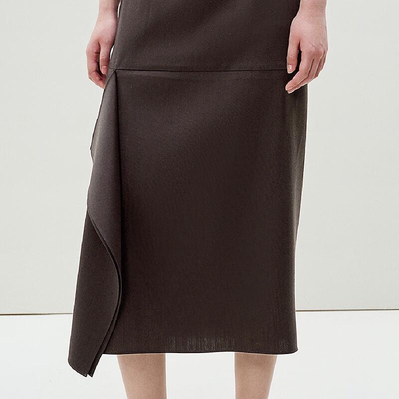 LESS 2025 Spring Lamb Wool Retro Long Skirt