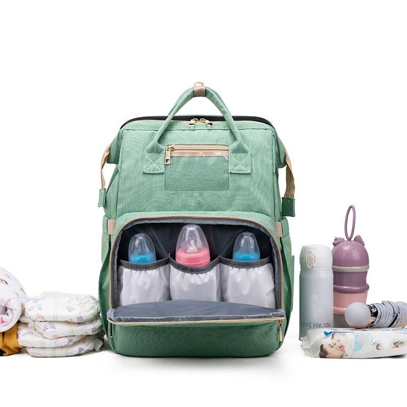 2in1 Travel Portable Large Capacity Mommy Backpack Folding Crib Bag  Organizer
