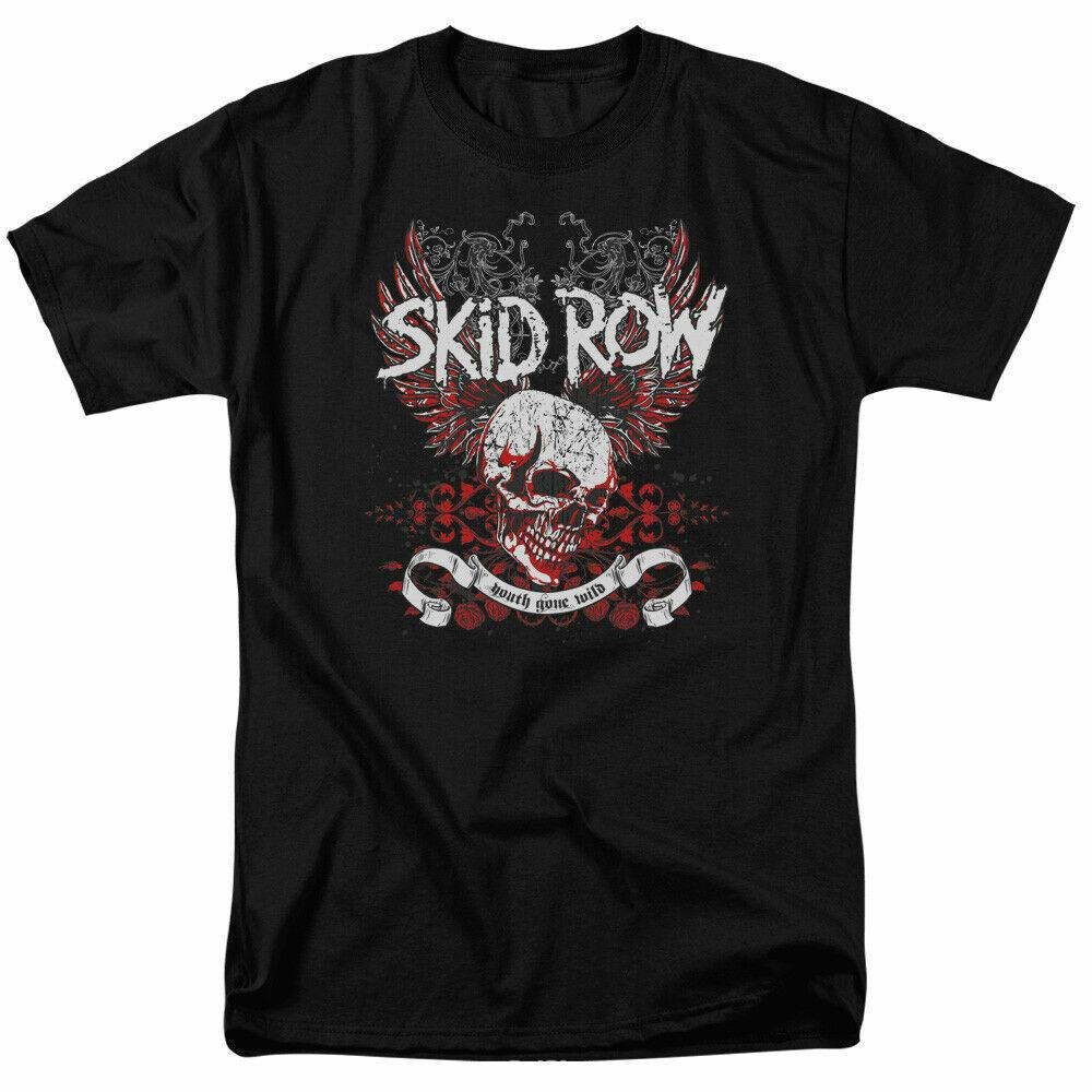 26 Skid Row Крылатый Череп Футболка Лицензированная Рок-н-ролл Музыкальная Группа Футболка Черная Унисекс Футболка