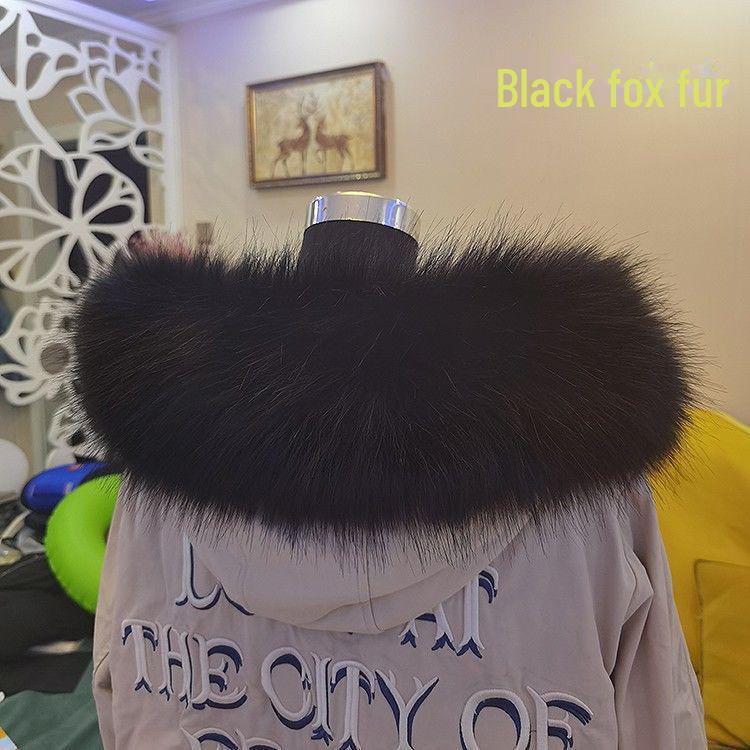 Женский воротник из искусственного меха лисы и енота черного и белого цвета для пуховой шапки - Единичная покупка