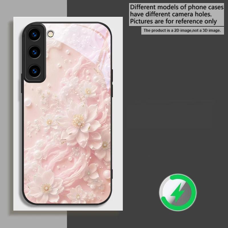 Красивые белые цветы, подходящие для Samsung Galaxy S26 Ultra S20 FE S21 S22+ 23 Plus S24 Ultra 25 Edge черный Стеклянный чехол для телефона