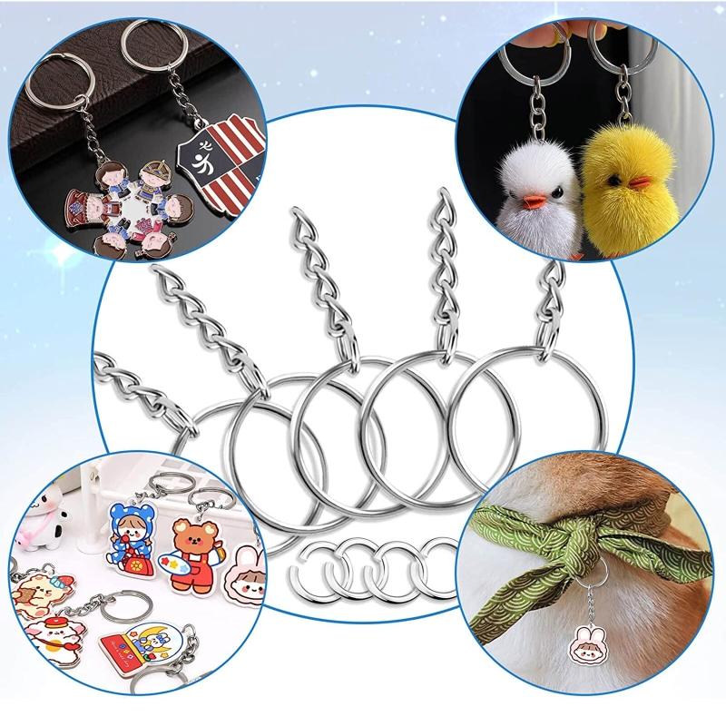 220Pcs Keychain Rings 1 Inch/25mm for Key Chain Rings with 100Pcs Jump Rings and 100Pcs Screw Eye Pins Bulk for DIY Craf