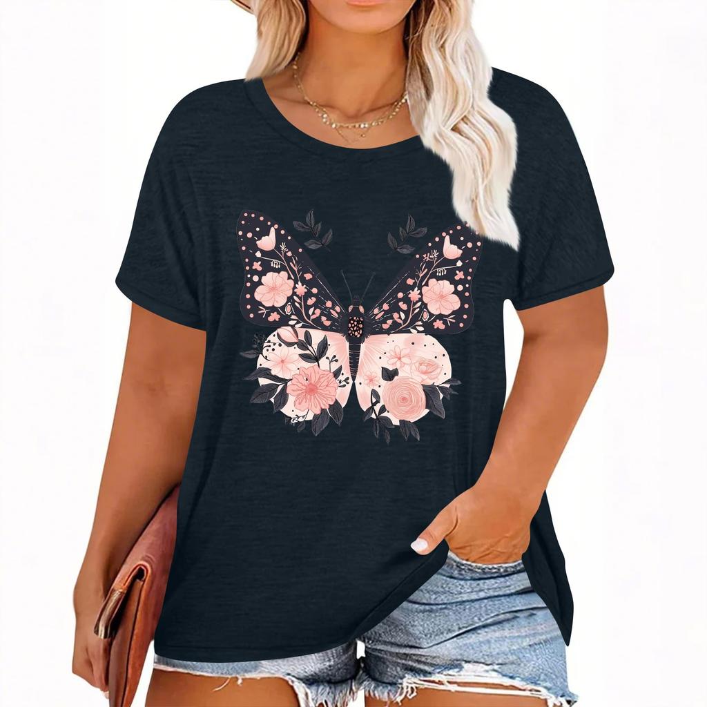 Женская футболка с коротким рукавом и гавайским цветочным принтом