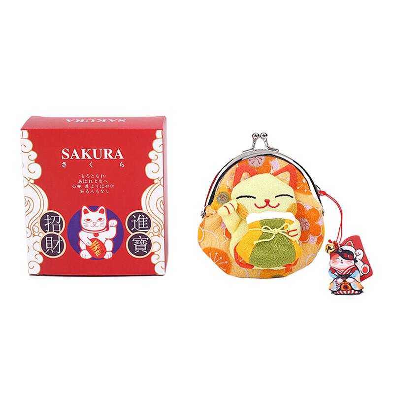 Повседневный кошелек для монет в японском стиле Манеки-неко, кукольные кошельки, кошелек-клатч с кошкой удачи, с цветочным принтом, из ПУ, держатель для карт, для улицы
