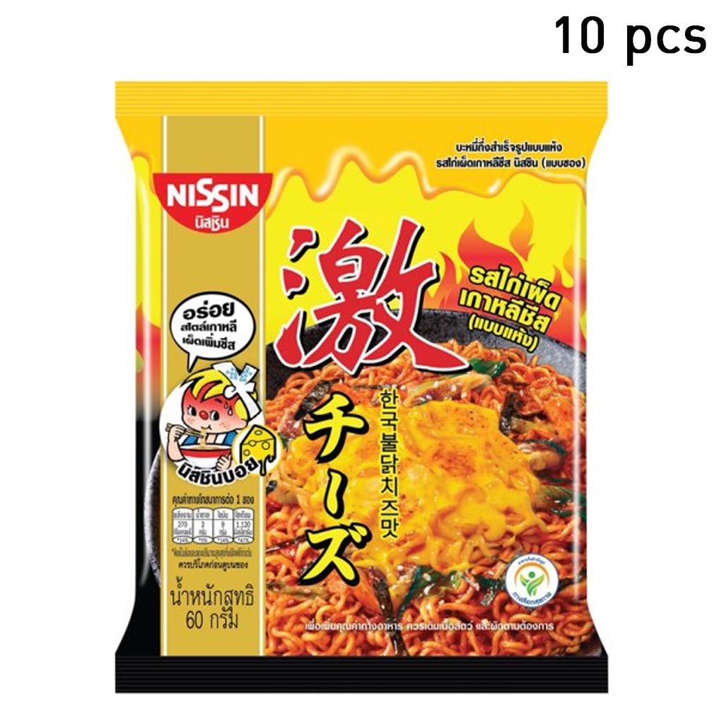 NISSIN Лапша быстрого приготовления премиум-класса по-корейски с острым перцем чили, курицей и сыром (Сухой тип) 60 г. х 5/10/15/20 шт.