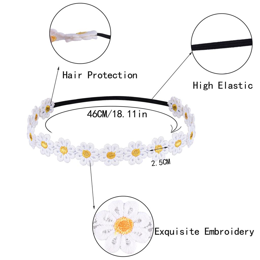 Toddler Daisy Flower Headbands Little Girls Crown Sunflower Soft Lace Crown Wedding Party Headwear Hair Accessories