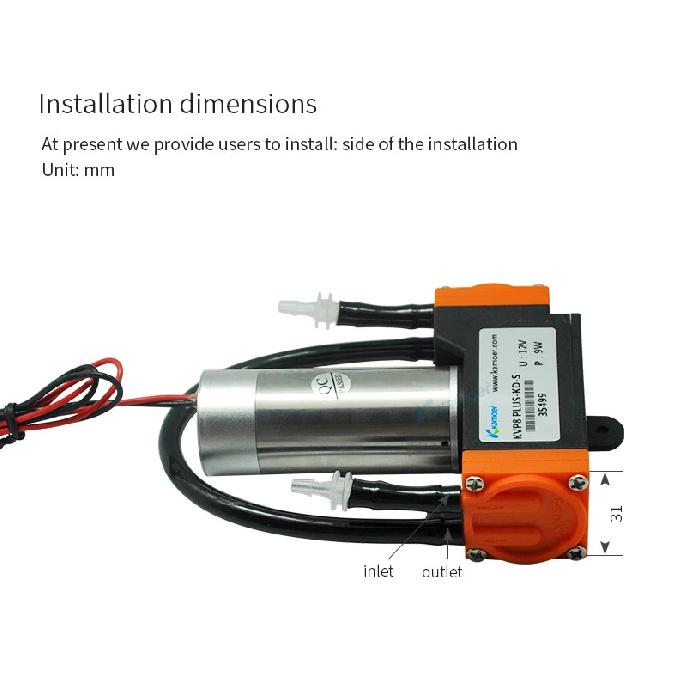 Kamoer 6-11L/min KVP8 Plus Mini Diaphragm Pump 12V 24V DC Motor Vacuum Pump Negative Pressure 0.07Mpa Suction Pump for Gas