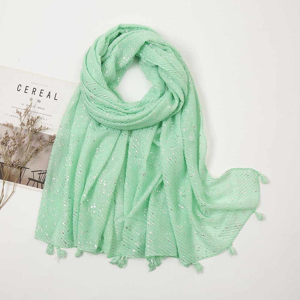 Блестящие мусульманские хиджабы, хлопковый шарф для женщин, большой размер, длинные шали, палантины, обертывания, исламский тюрбан, головной платок 190*85см