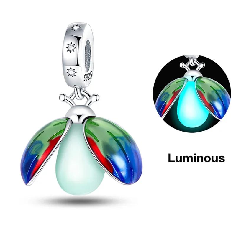 Copper Charm Chameleon Glowworm Light Bulb Firefly Star Moon Pendant Fit Original Bracelet Diy For Jewelry Making