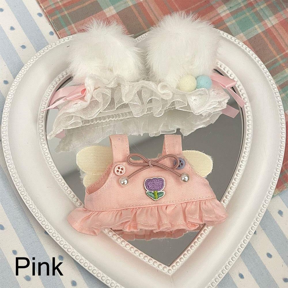 10cm Miniature Dress Set Yellow Pink Doll Headwear Dress Suit Doll Clothes Cotton Stuffed Dolls