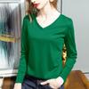 Spring and Autumn Women's Blouse Simple Pullover V-Neck Loose Reversible Long Sleeve Top