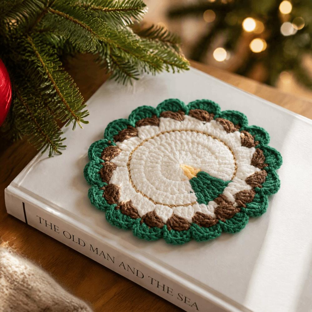 Non Slip Christmas Coaster Knitted Drink Coaster Present Idea Non Slip Mat Christmas