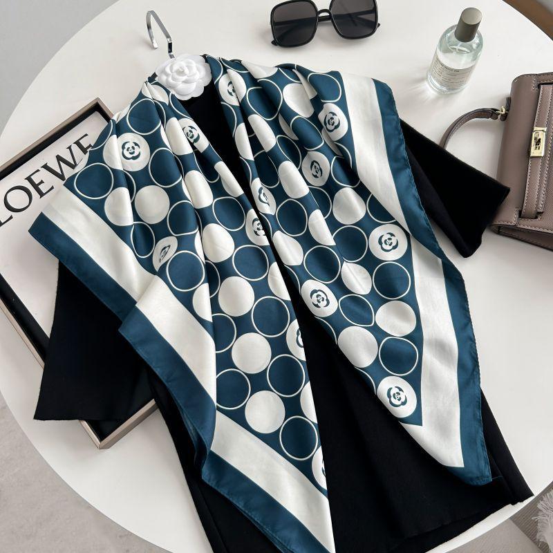 Печатный буквенный высококачественный искусственный шелк женский твил шелковый декоративный женский шелковый шарф