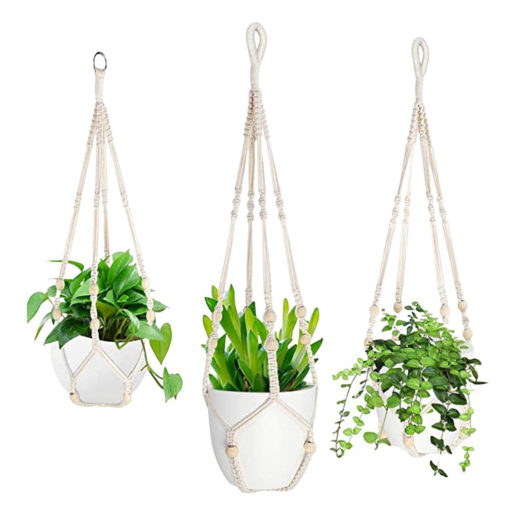 Корзина плантатора вешалок завода крытая вися с деревянными шариками декоративными