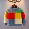 Autumn Winter Knitted Base Sweater Baby Boys Sweater Girl Children Knitted Clothes Kids Pullover Jumper Toddler Sweater Plaid Color Matching
