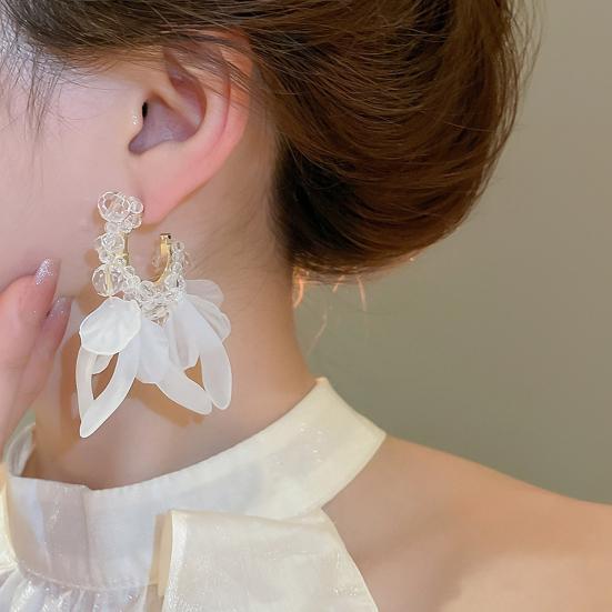 1 пара серег-гвоздиков с кисточками, серьги-капли с декором в виде лепестков из прозрачного акрила, праздничные серьги-заявления