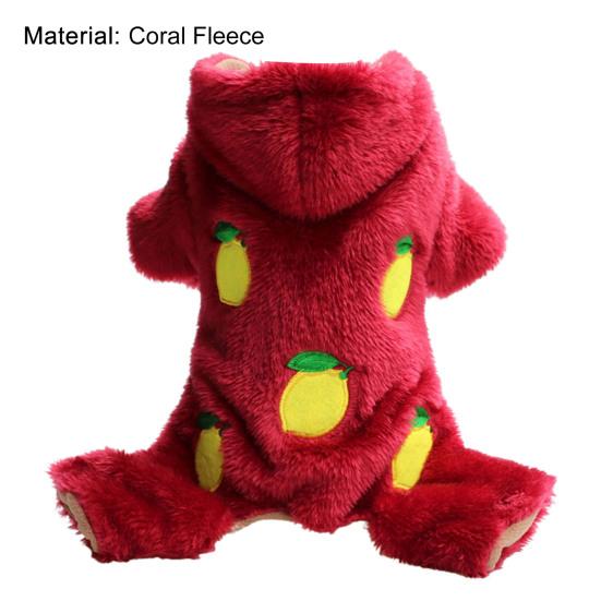 Привлекательный костюм для домашнего животного с нежной окантовкой из кораллового флиса с лимонным узором, куртка для собаки, пальто