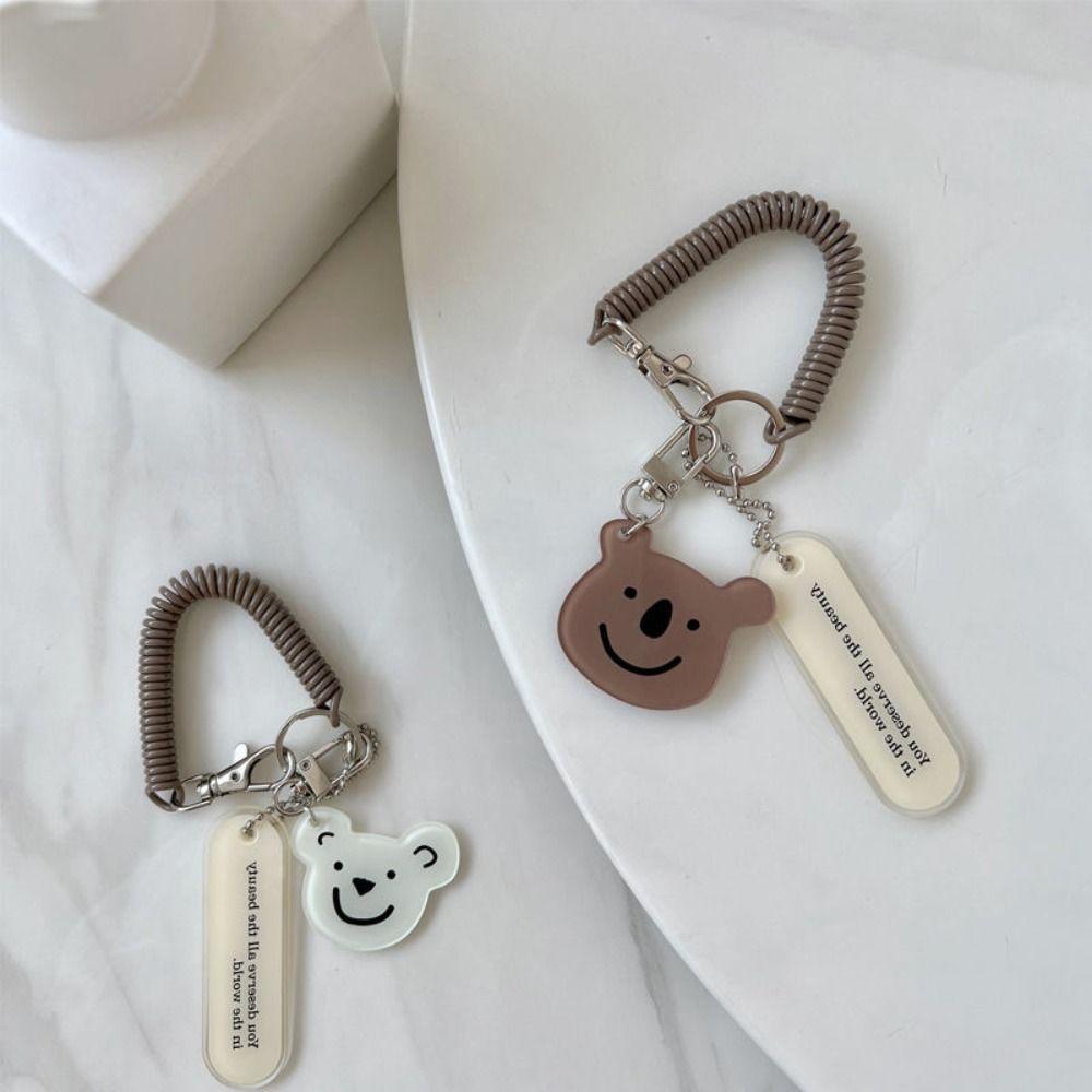 Acrylic Cartoon Lanyard Key Holder Key Ring Ornaments Bear Spring Coil Key Chain Decoration