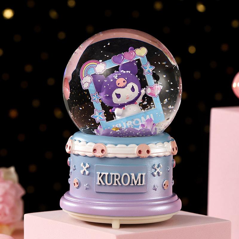Cartoon Couple Crystal Ball Resin Snow Globe Music Box Toy