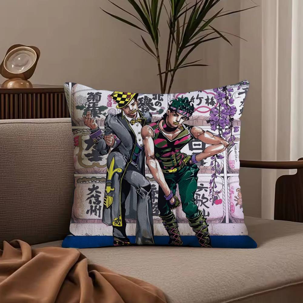 Чехол на подушку с принтом из аниме JoJo Family, пылезащитный чехол на подушку, скрытая молния, шелковистый короткий плюш, чехол на диванную подушку