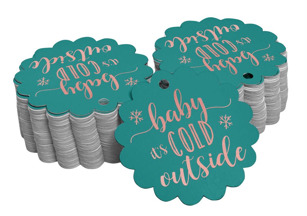 Inkdotpot Gold Foil Paper Hang Tags Baby It's Cold Outside Baby Shower Favor Tags 100
